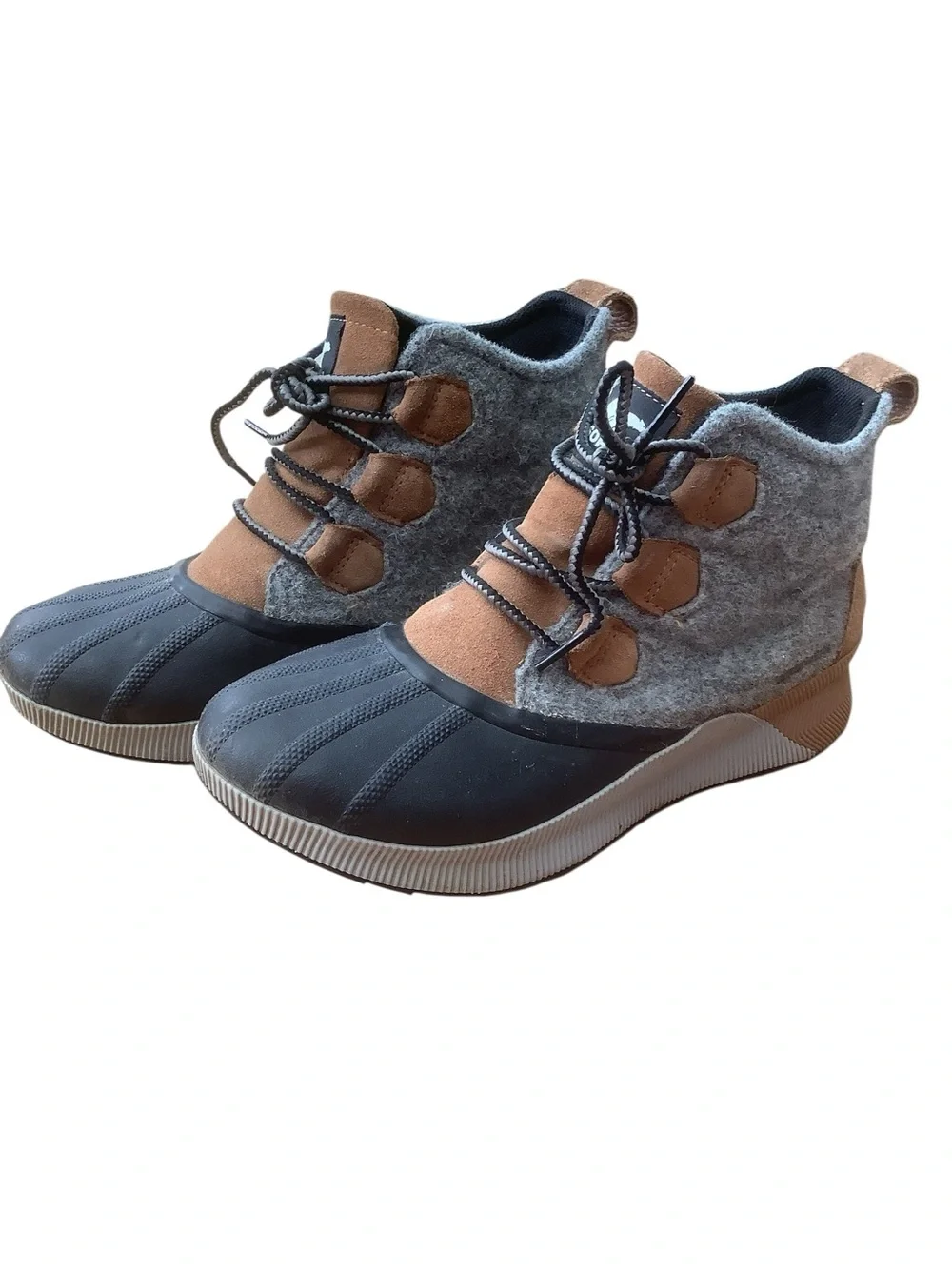 Sorel Out ’N About Classic III Plus  Felt Suede Duck Boots Women’s 9 Gray Brown